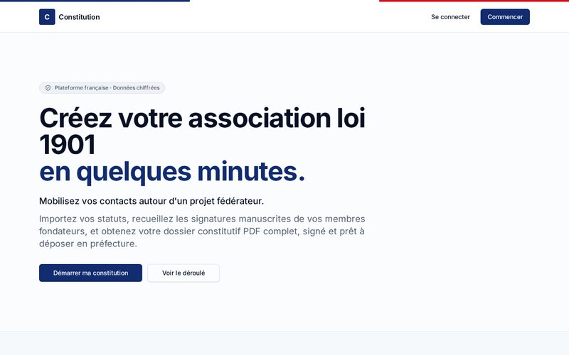 Aperçu du site Constitution d’association