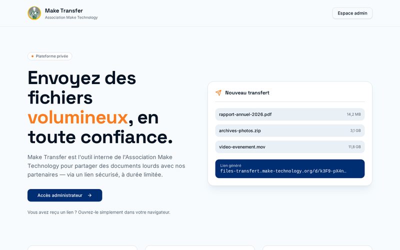 Aperçu du site Make Transfer