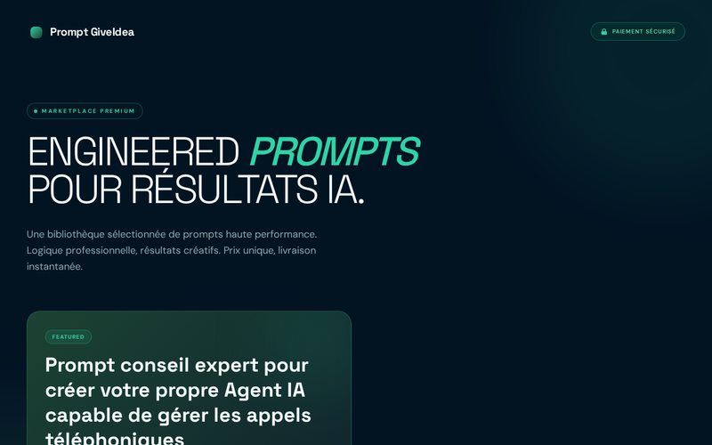 Aperçu du site Prompt GiveIdea